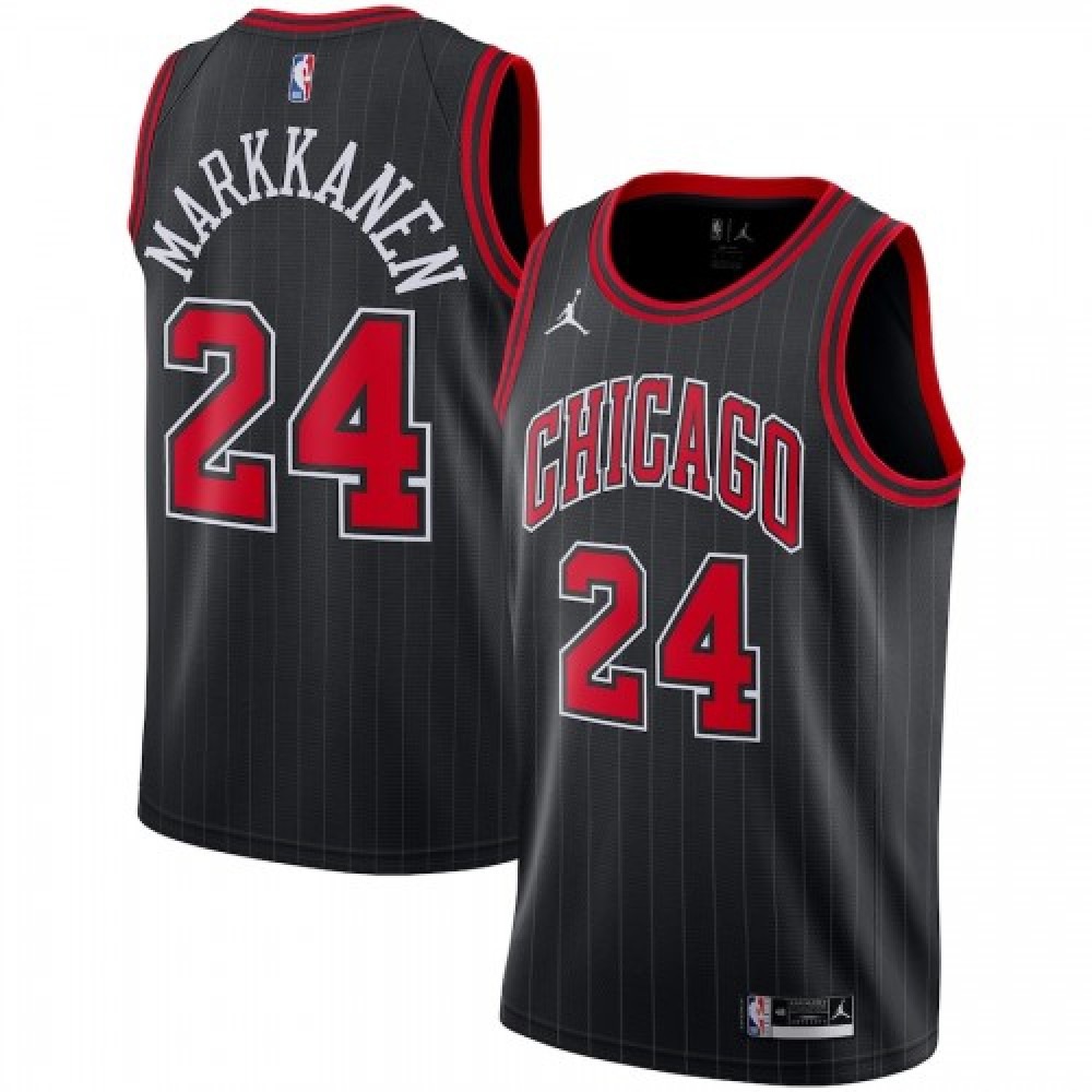 Men's Chicago Bulls Lauri Markkanen #24 Jordan Black 2020/21 Swingman Jersey-Statement Edition-Pro Kit Vault | Brand New 26/27 Sports Jerseys